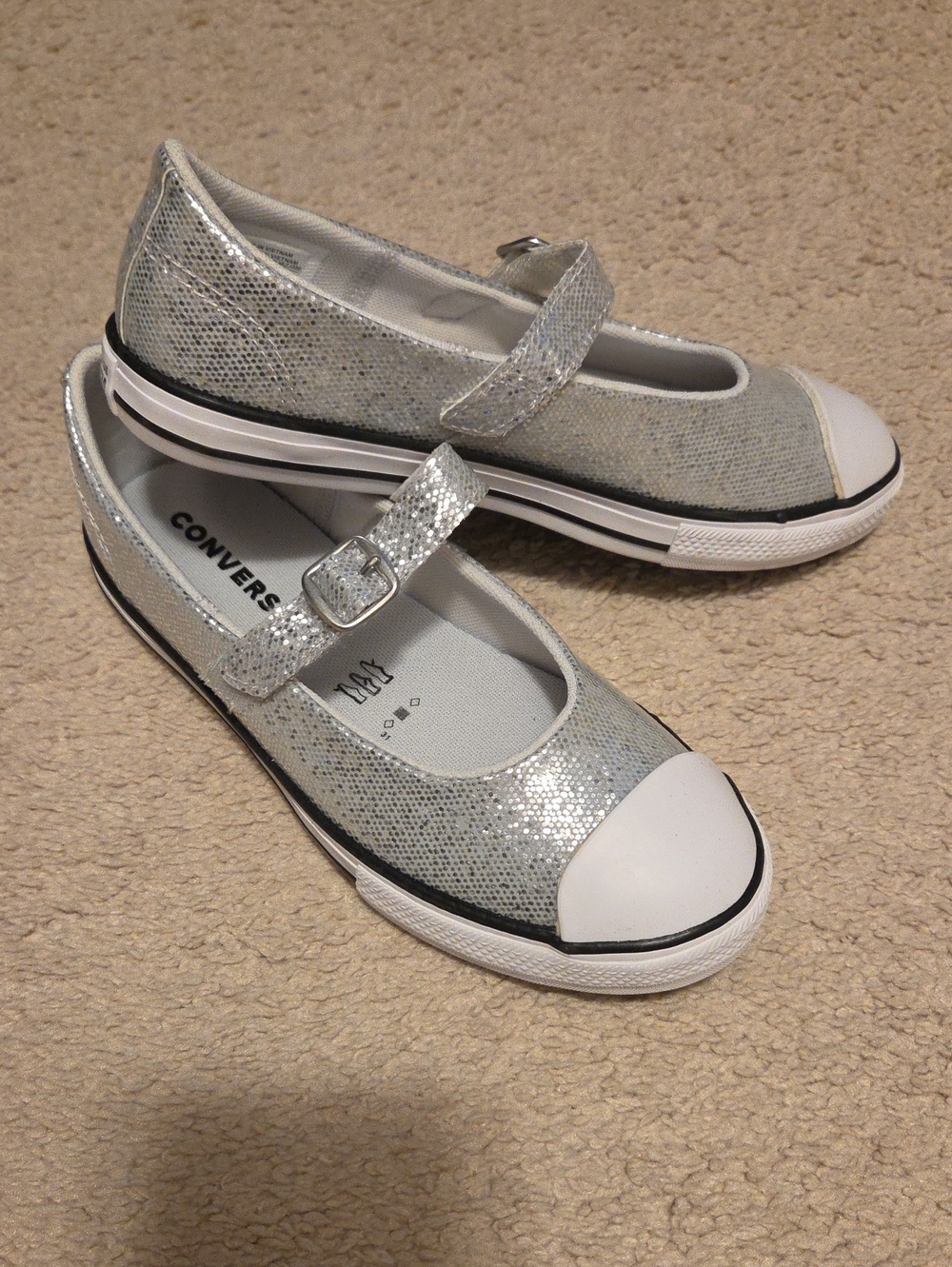 Converse Kids Silver Mary Jane Sneaker Flats